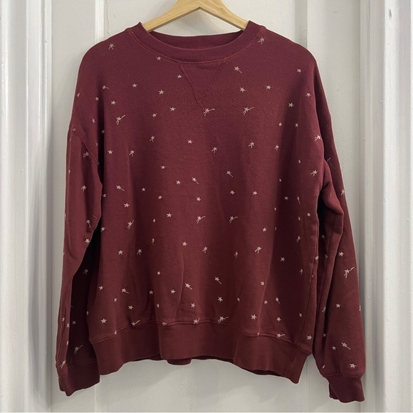 Lou & Grey Shooting Star Terry Sweatshirt, Burgundy size M Holiday Christmas - Picture 2 of 6
